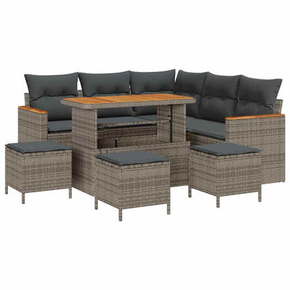 Set Divano da Giardino con cuscino Grigio Poly Rattan