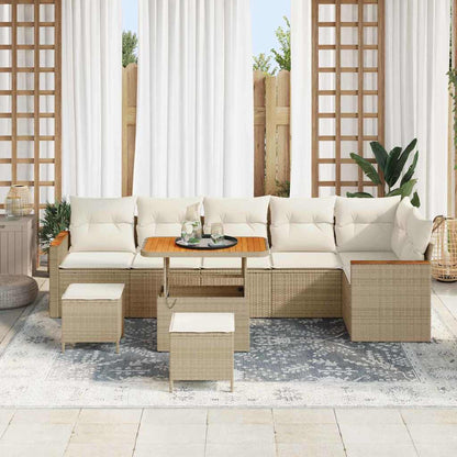 Set Divano da Giardino con cuscino Beige Poly Rattan