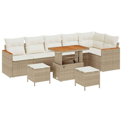 Set Divano da Giardino con cuscino Beige Poly Rattan