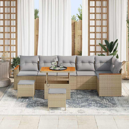 Set Divano da Giardino con cuscino Beige Poly Rattan