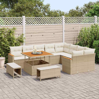 Set Divano da Giardino 12 pcs Beige Rattan in Polipropilene