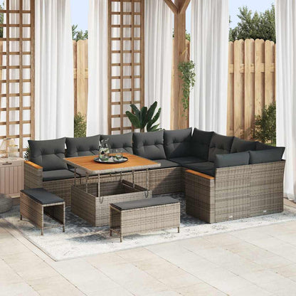 Set Divano da Giardino 12 pcs Grigio Rattan in Polipropilene