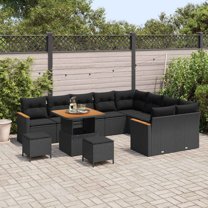 Set Divano da Giardino 12 pcs Nero Rattan in Polipropilene