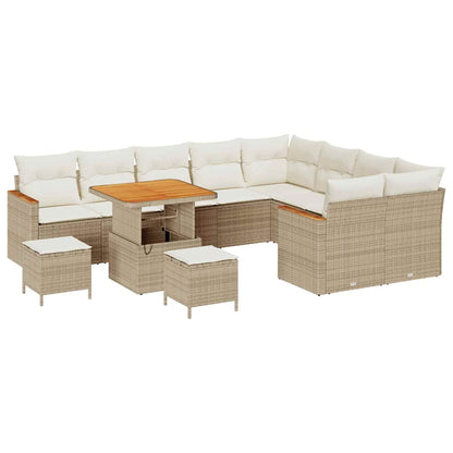 Set Divano da Giardino 12 pcs Beige Rattan in Polipropilene