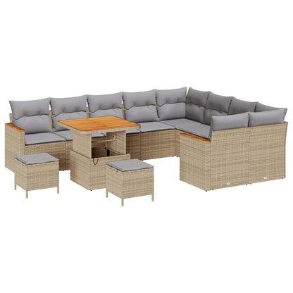 Set Divano da Giardino 12 pcs Beige Rattan in Polipropilene