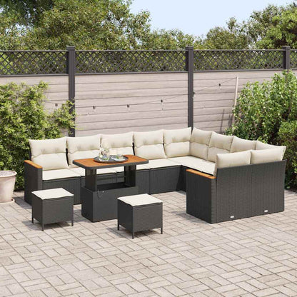 Set Divano da Giardino 12 pcs Nero Rattan in Polipropilene