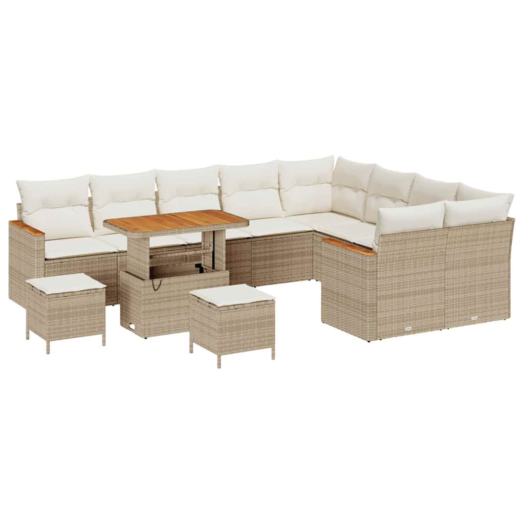 Set Divano da Giardino 12 pcs Beige Rattan in Polipropilene