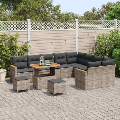 Set Divano da Giardino 12 pcs Grigio Rattan in Polipropilene