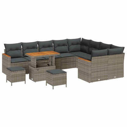 Set Divano da Giardino 12 pcs Grigio Rattan in Polipropilene