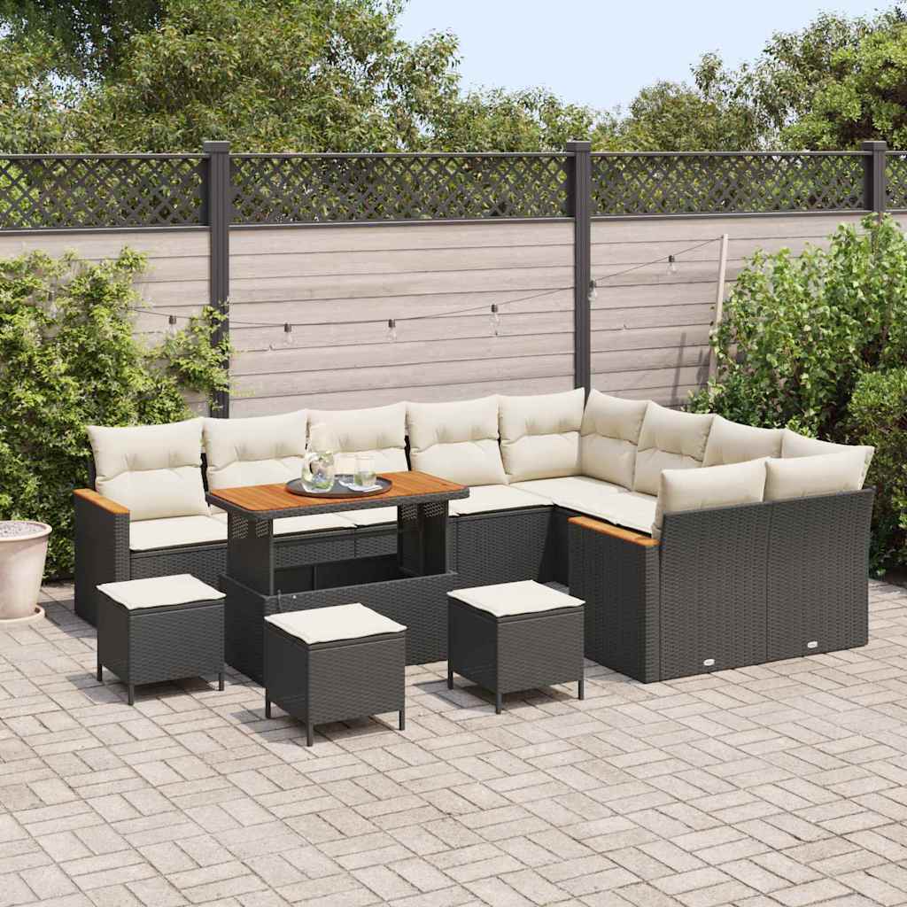 Set Divano da Giardino 13 pcs Nero Rattan in Polipropilene