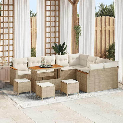 Set Divano da Giardino 13 pcs Beige Rattan in Polipropilene