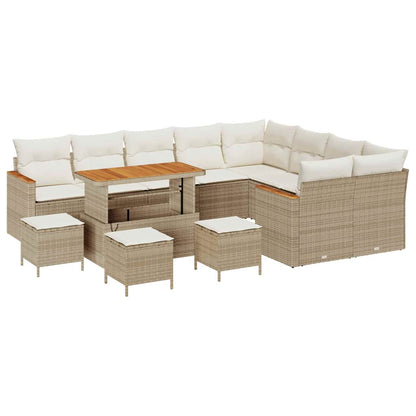 Set Divano da Giardino 13 pcs Beige Rattan in Polipropilene