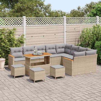 Set Divano da Giardino 13 pcs Beige Rattan in Polipropilene