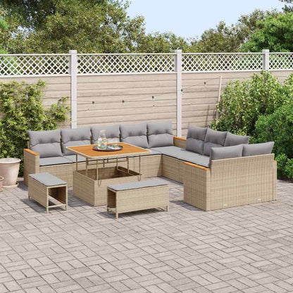Set Divano da Giardino con cuscino 13 pcs Beige polyrattan