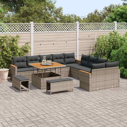 Set Divano da Giardino con cuscino 13 pcs Grigio polyrattan