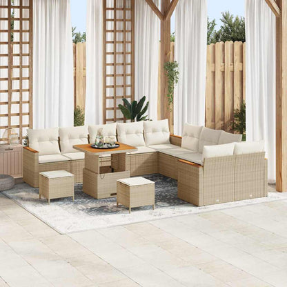 Set Divano da Giardino con cuscino 13 pcs Beige polyrattan
