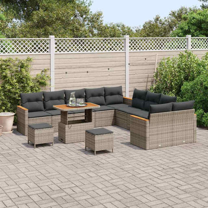 Set Divano da Giardino con cuscino 13 pcs Grigio polyrattan