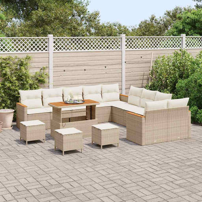 Set Divano da Giardino 18 pcs Beige e Crema polyrattan