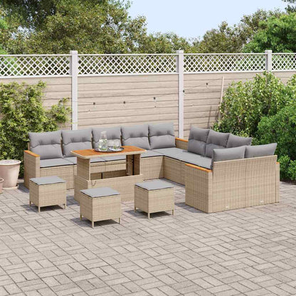 Set Divano da Giardino 18 pcs Beige e Grigio Chiaro polyrattan