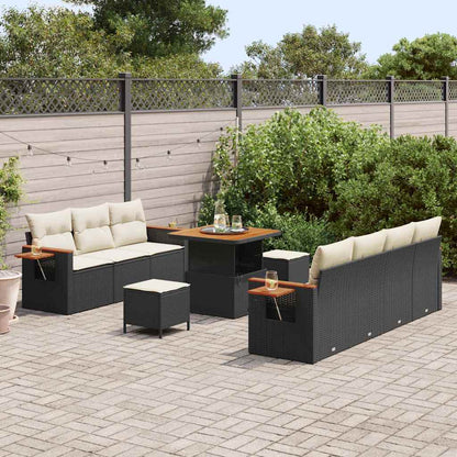 Set Divano da Giardino 13 pcs Nero e Crema polyrattan
