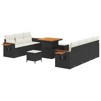 Set Divano da Giardino 13 pcs Nero e Crema polyrattan