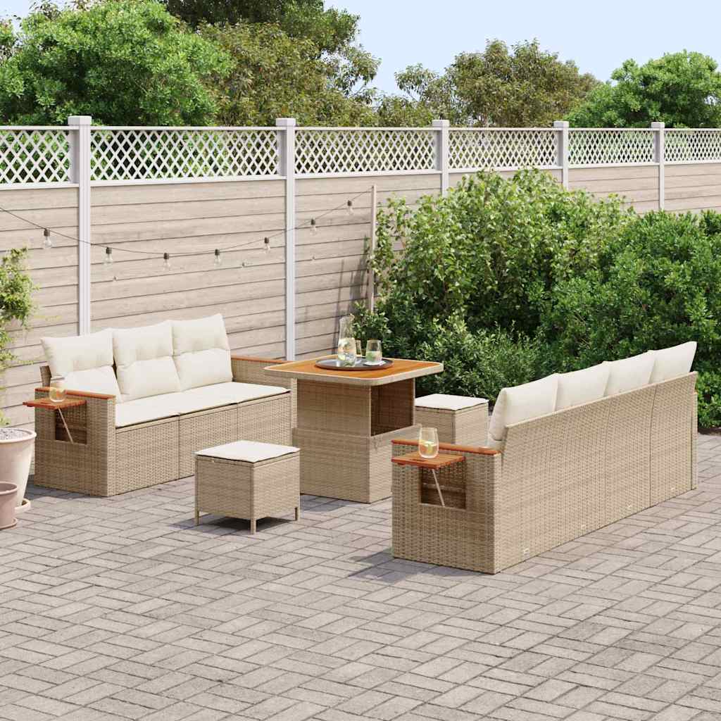 Set Divano da Giardino 13 pcs Beige e Crema polyrattan