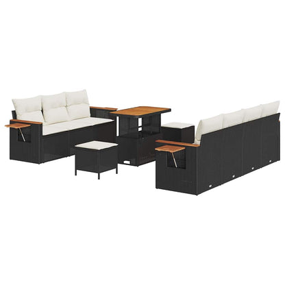 Set Divano da Giardino 13 pcs Nero e Crema polyrattan