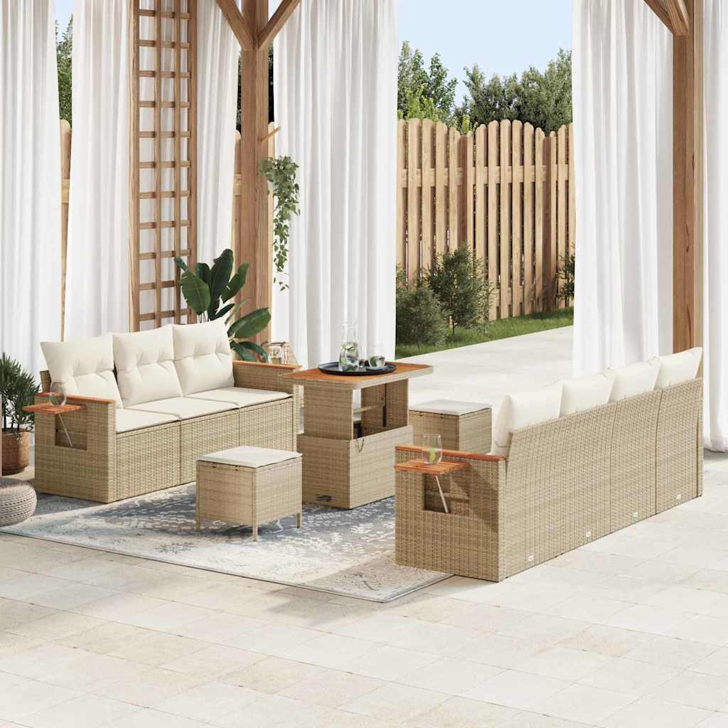 Set Divano da Giardino 13 pcs Beige e Crema polyrattan