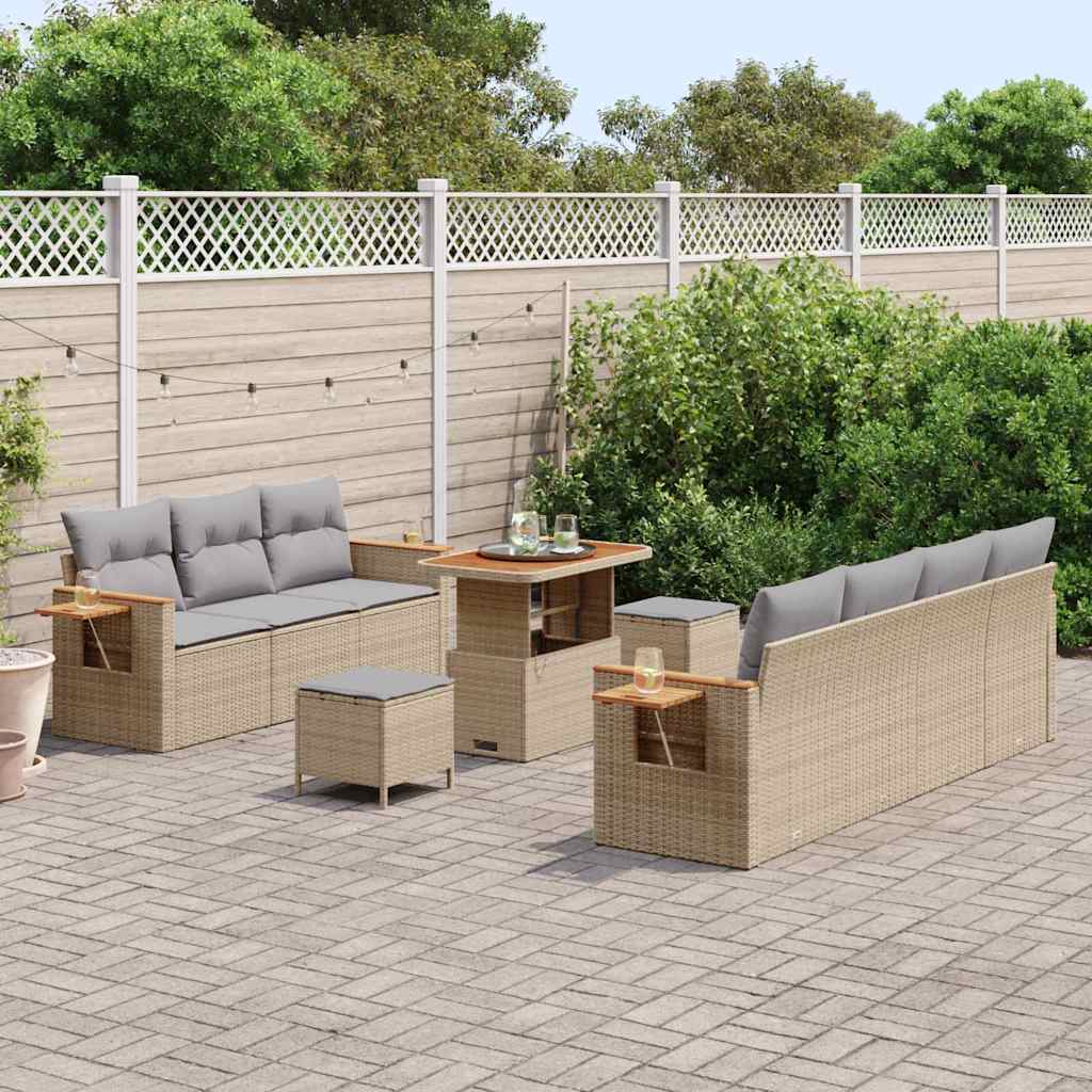 Set Divano da Giardino 13 pcs Beige e Grigio Chiaro polyrattan