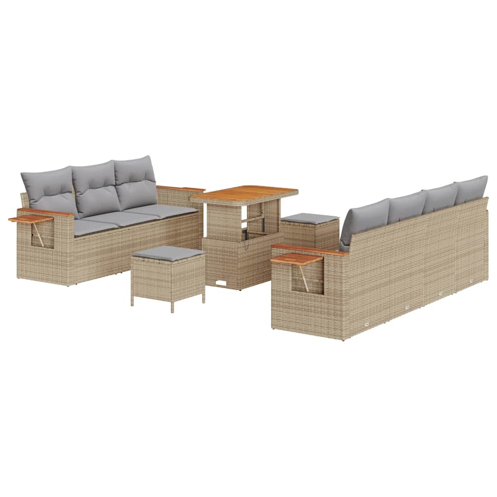 Set Divano da Giardino 13 pcs Beige e Grigio Chiaro polyrattan