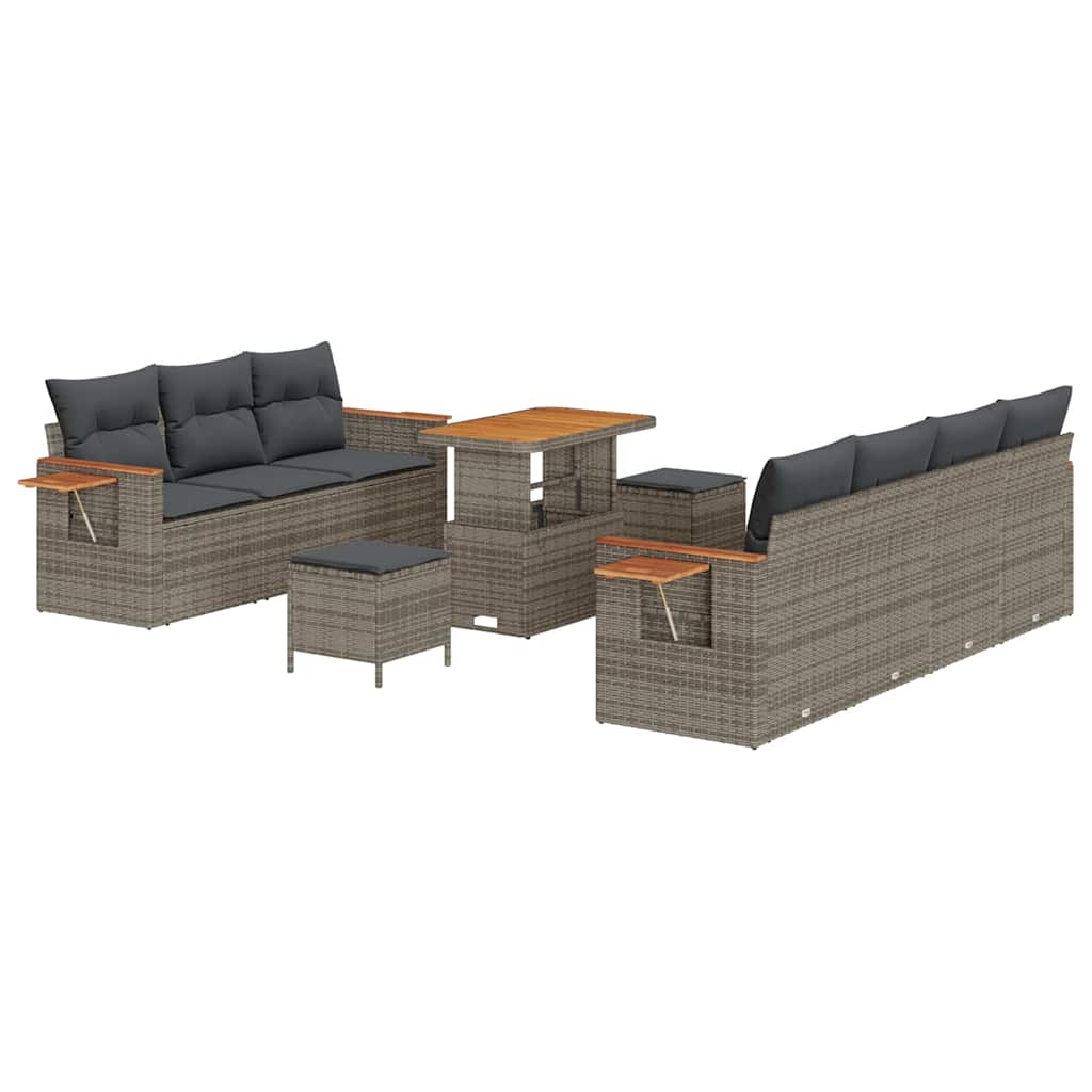 Set Divano da Giardino con cuscino 13 pcs Grigio polyrattan