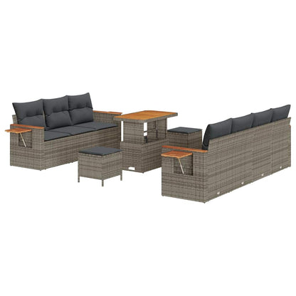 Set Divano da Giardino con cuscino 13 pcs Grigio polyrattan