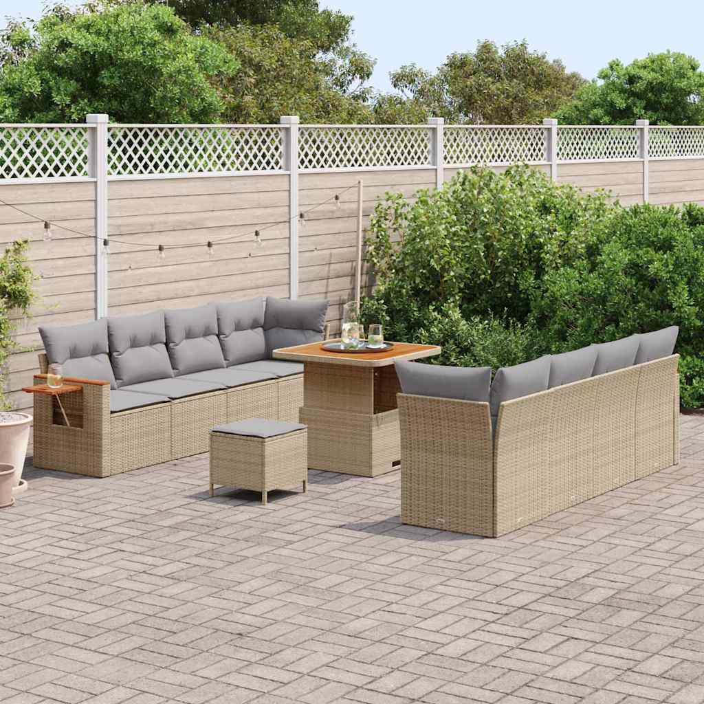 Set Divano da Giardino 12 pcs Beige e Grigio Chiaro polyrattan