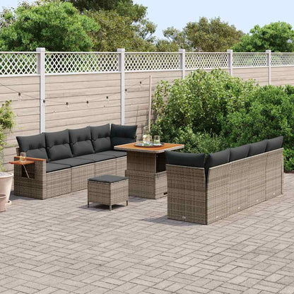 Set Divano da Giardino con cuscino 12 pcs Grigio polyrattan