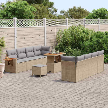 Set Divano da Giardino 12 pcs Beige e Grigio Chiaro polyrattan