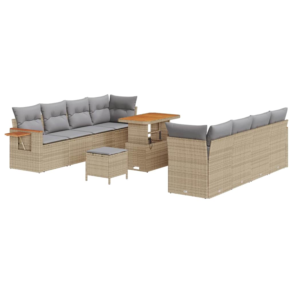 Set Divano da Giardino 12 pcs Beige e Grigio Chiaro polyrattan