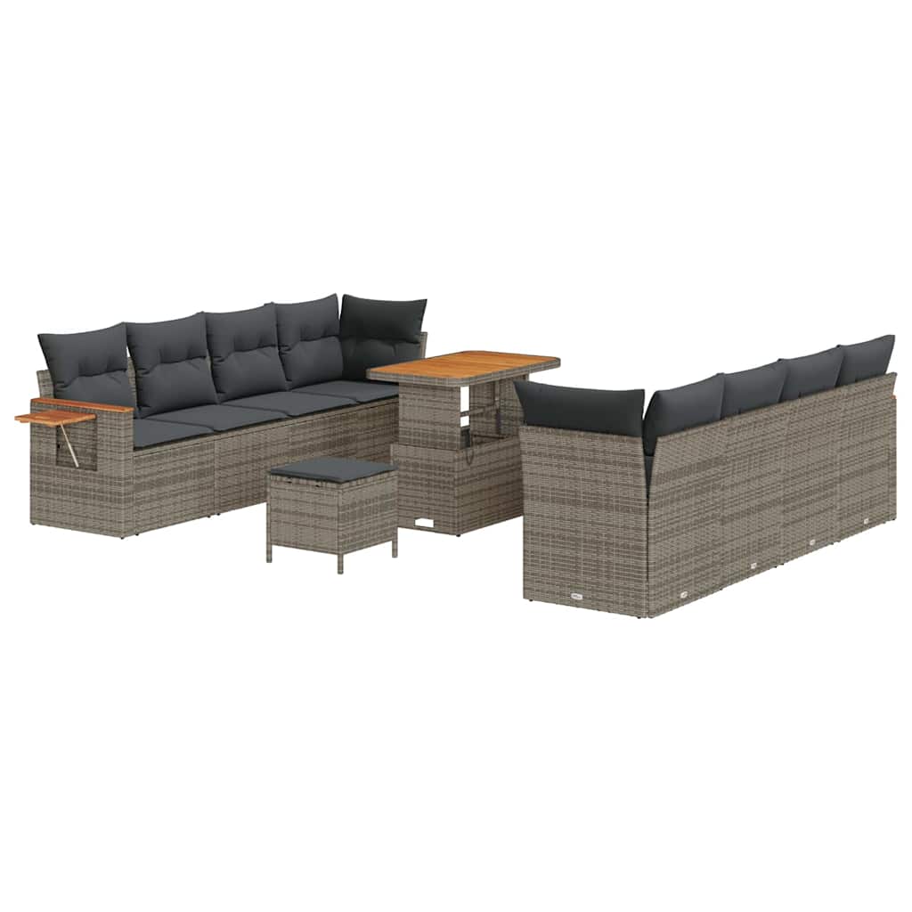 Set Divano da Giardino con cuscino 12 pcs Grigio polyrattan