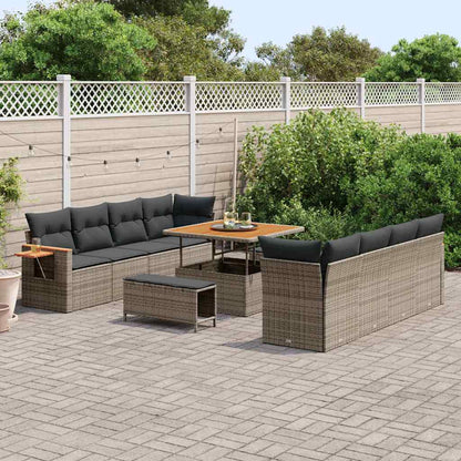 Set Divano da Giardino con cuscino 12 pcs Grigio polyrattan