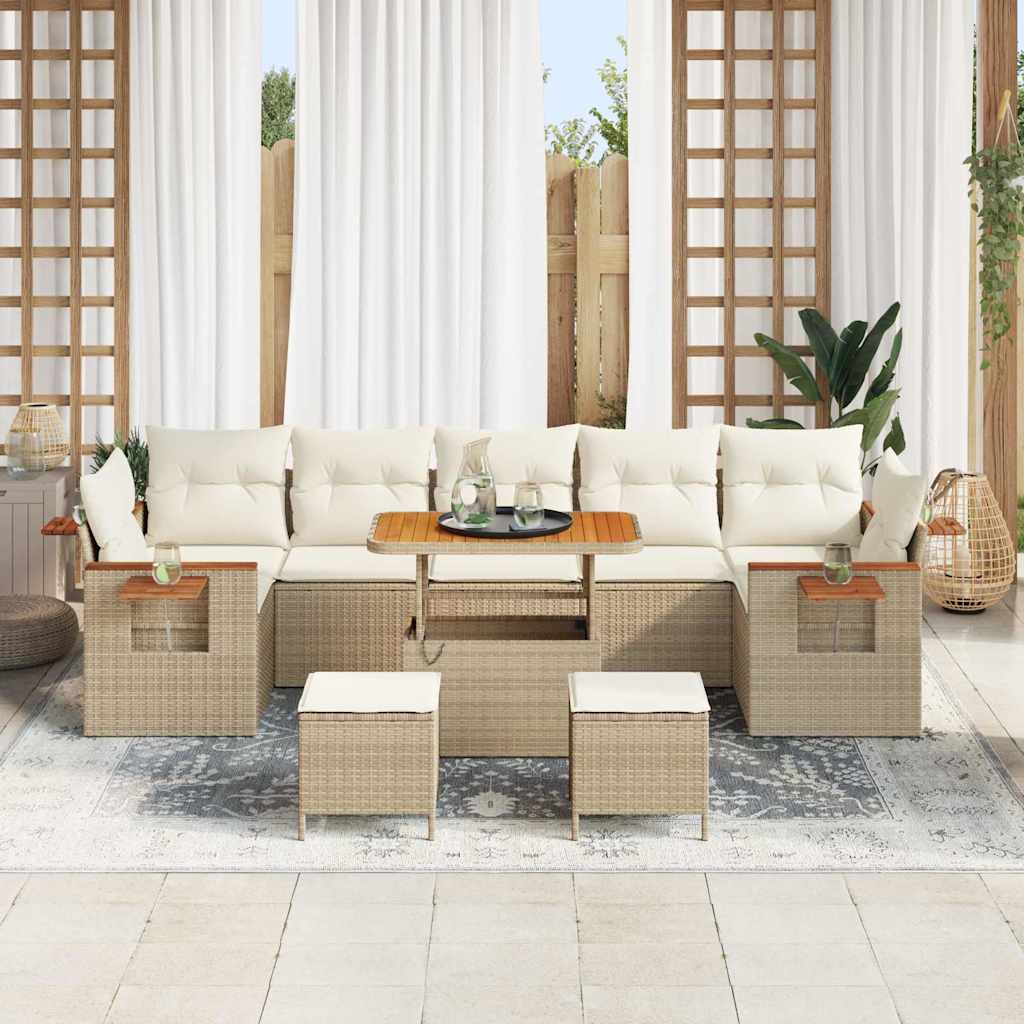 Set Divano da Giardino 13 pcs Beige e Crema polyrattan