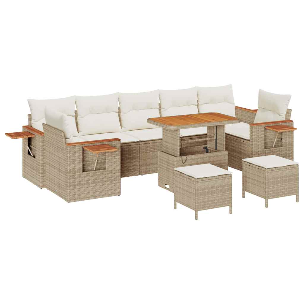 Set Divano da Giardino 13 pcs Beige e Crema polyrattan