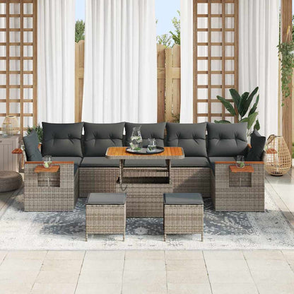 Set Divano da Giardino con cuscino 13 pcs Grigio polyrattan