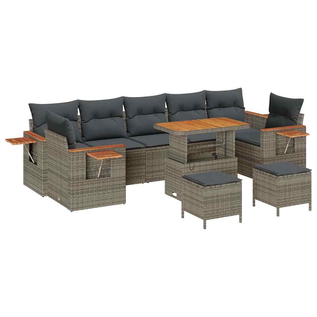 Set Divano da Giardino con cuscino 13 pcs Grigio polyrattan