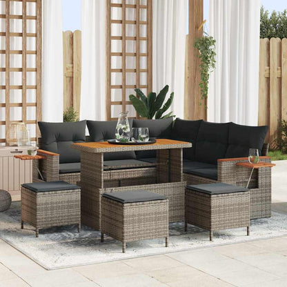 Set Divano da Giardino con cuscino 10 pcs Grigio polyrattan