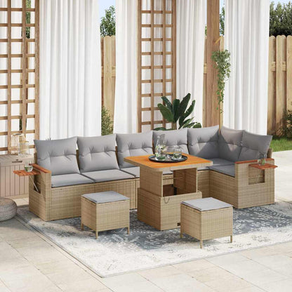 Set Divano da Giardino 11 pcs Beige e Grigio Chiaro polyrattan