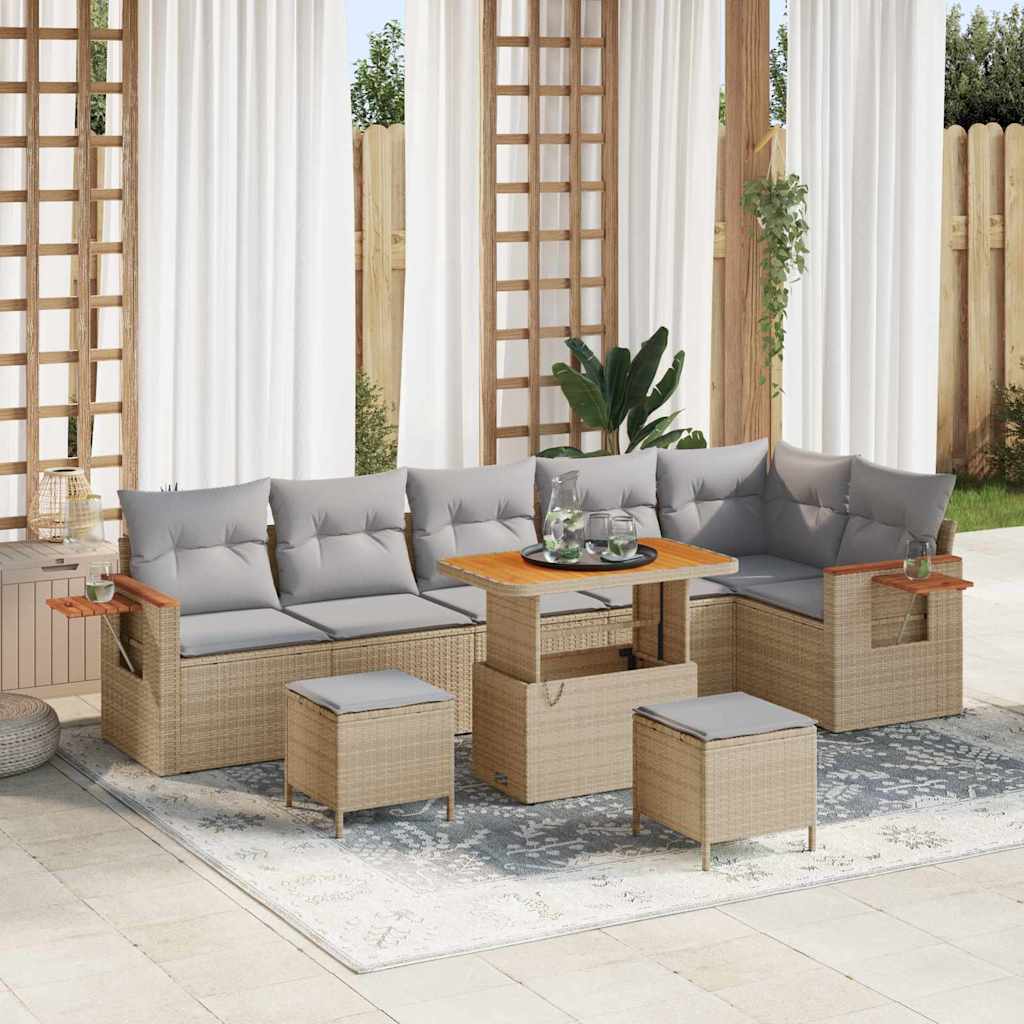 Set Divano da Giardino 11 pcs Beige e Grigio Chiaro polyrattan