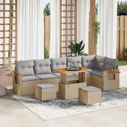 Set Divano da Giardino 11 pcs Beige e Grigio Chiaro polyrattan