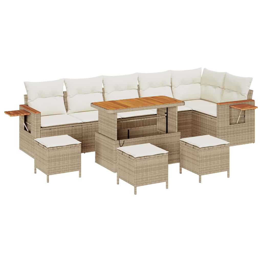 Set Divano da Giardino 12 pcs Beige e Crema polyrattan