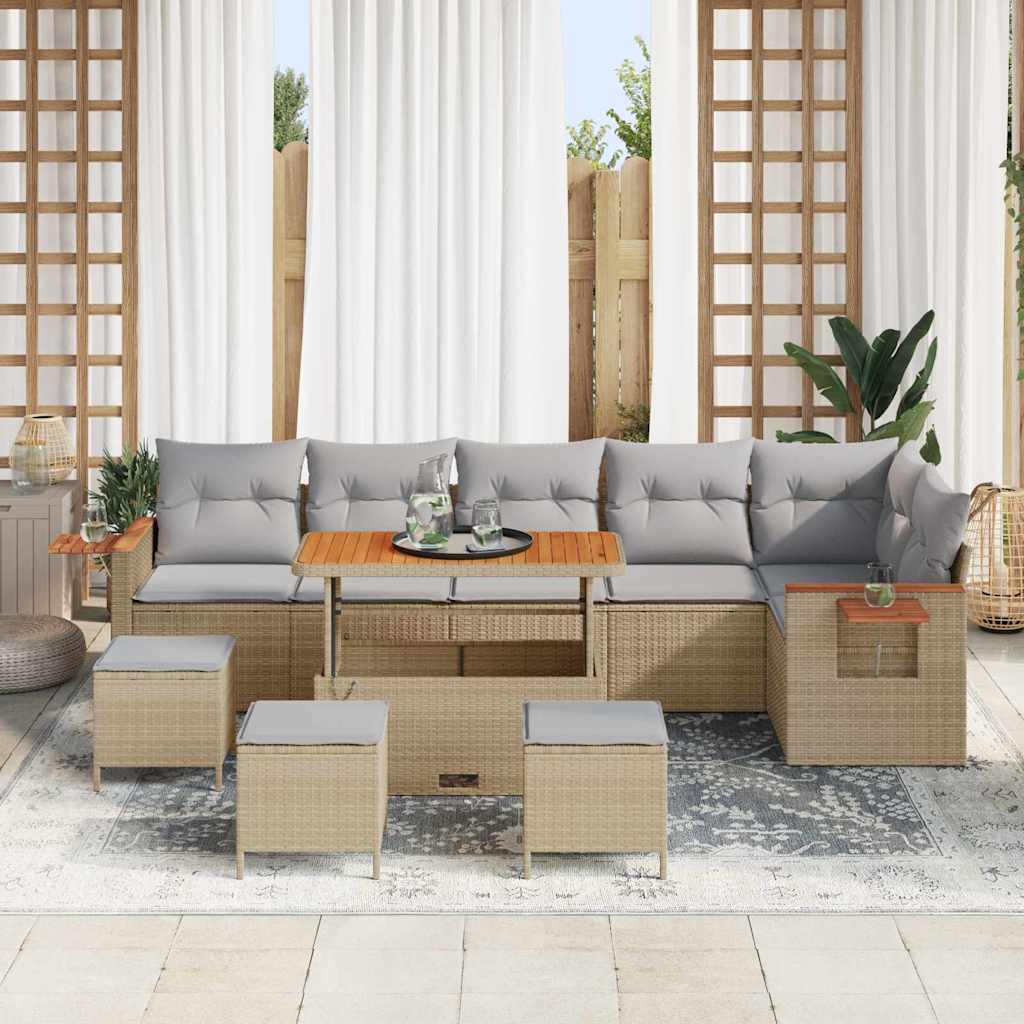 Set Divano da Giardino 12 pcs Beige e Grigio Chiaro polyrattan