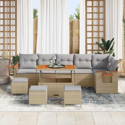 Set Divano da Giardino 12 pcs Beige e Grigio Chiaro polyrattan