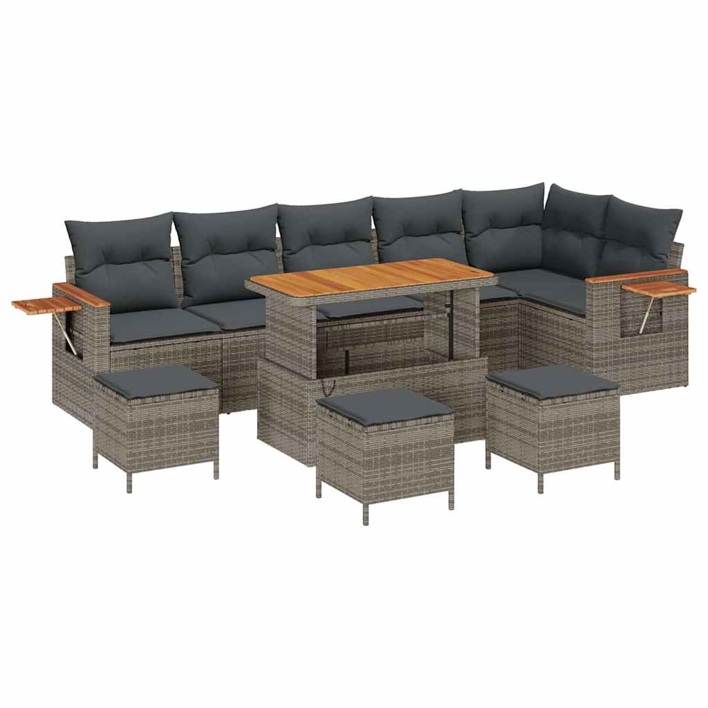 Set Divano da Giardino con cuscino 12 pcs Grigio polyrattan